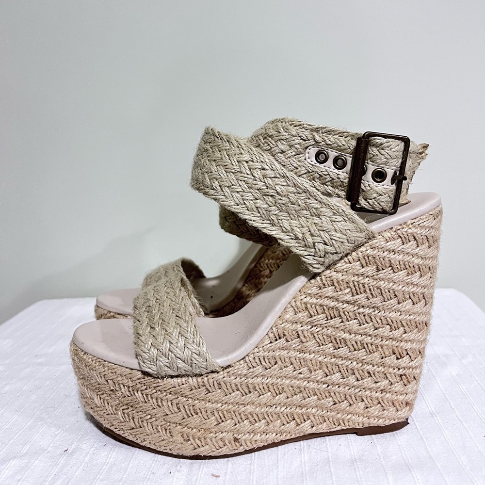 Aldo tan raffia wedges